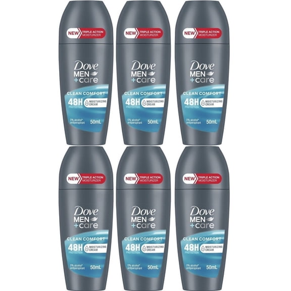 Dove Men Clean Comfort Deodorant Roll On 50 ml, Pack of 6