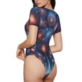 thumbnail image 2 of Rateoe Fireworks1 Printed Women Rash Guard Short Sleeve,Tummy control Swimsuit Surfing Swimsuit Bathing Suit Short-sleeved Onesie UPF 50+ -Large, 2 of 7
