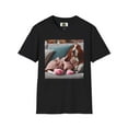 thumbnail image 5 of Basset Hounds Happy Girl in a Robe Unisex Softstyle T-Shirt, 5 of 11