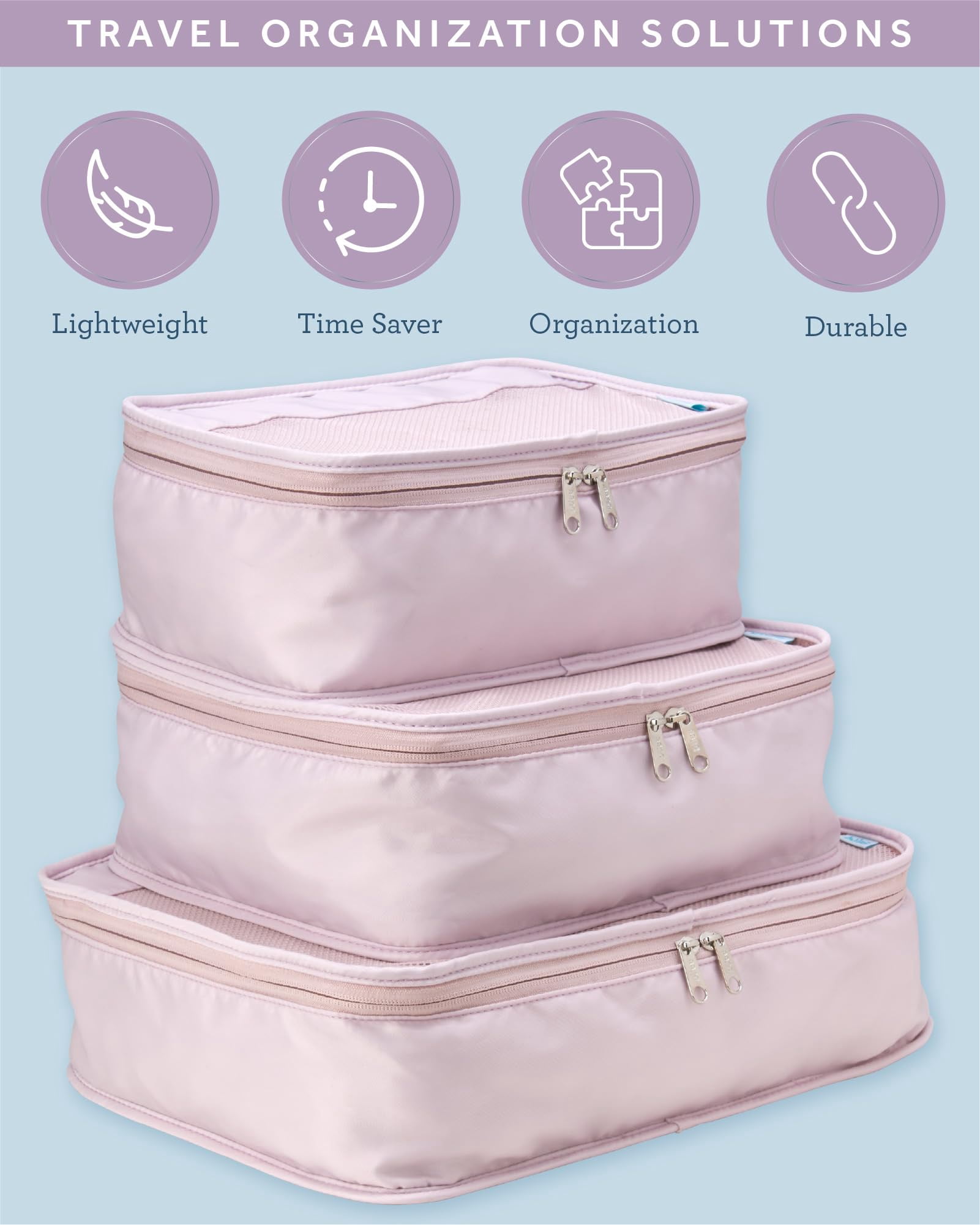 Bliss Packing Cubes for Travel - 3 Piece Compression Packing Cubes Travel Bags Organizer for Luggage