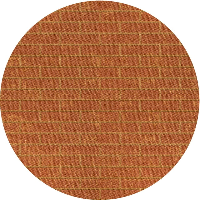 Ahgly Company Tapis Rond Lavable en Machine Intérieur Transitionnel Orange Néon, 6 Pieds Rond