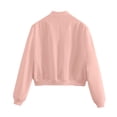 thumbnail image 5 of Jacket Women Short Cropped Jacket Button Down Long Sleeve Casual Varsity Jackets with Pockets Pink L(L), 5 of 8