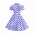 thumbnail image 4 of TIREOW Girls Cute Dress Vintage Polka Dot Peter Pan Collar Puff Short Sleeve Dresses Swing Party Rockabilly Dress Wedding Casual Dress, 4 of 6