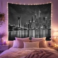 thumbnail image 2 of Photograph City Skyline With At Night, Mystical Fantasy for Space Lovers, Galaxy Room Decor Room Accent, Housewarming Gift, Tapestry Wall Hanging for Bedroom and Dorm, 2 of 7
