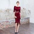 thumbnail image 4 of Traje largo de boda para banquete de agradecimiento, vestido rojo, corte entallado, adelgazante, cola de pez, 4 of 5