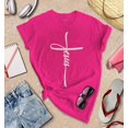 thumbnail image 3 of S4E Women's Jesus Cross Religious T-Shirt XX-Large Heliconia Pink, 3 of 4
