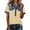 A1 Beige, variant on Women's Denim Collar Button Up Shirt, V Neck Patchwork Casual Tee Blouse, Western Fashion Top for Cowgirl Style, Work, Travel, Weekend, Shopping, Daily Wear Beige L
