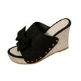 thumbnail image 2 of Womens Sandals Wedge Open Toe Slip-on Thick Heel Sandals Summer Casual Leisure Dressy Daily Shoes Outerwear, 2 of 9
