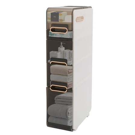 Dwellnix Modern Bathroom Floor Storage Cabinet 4 Drawers Narrow Space Organizer