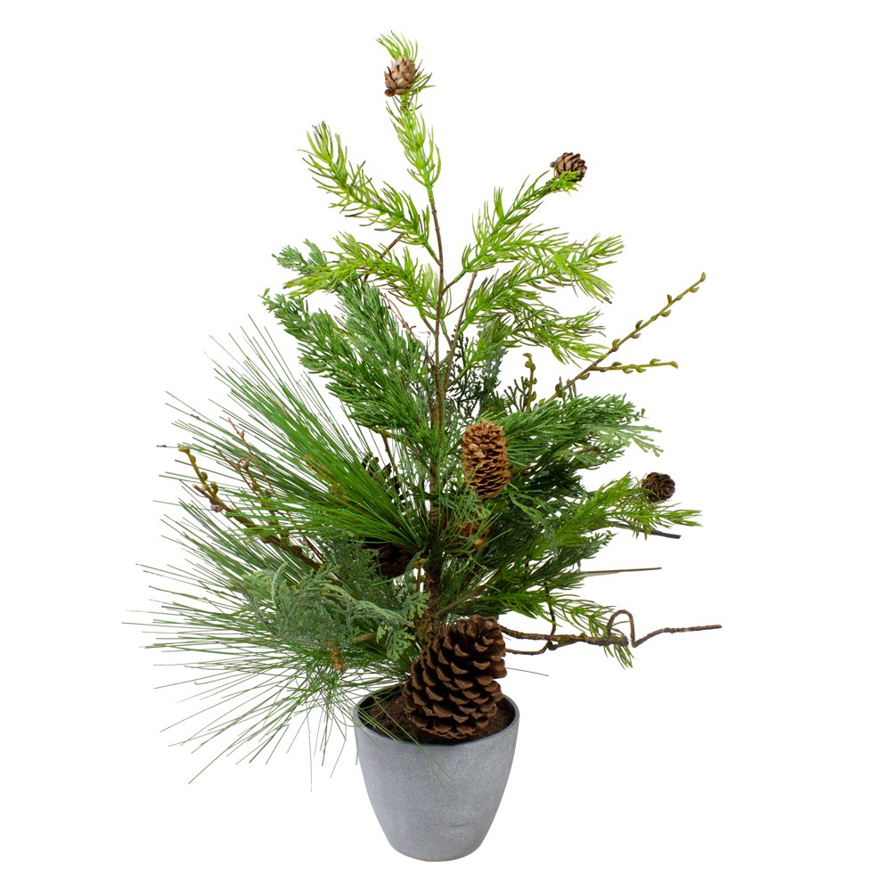 2' Potted Mixed Pine Cedar and Twig Artificial Christmas Tree Unlit