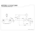 thumbnail image 5 of Kingston Brass KS7227AX English Country Double-Handle Wall-Mount Bridge Kitchen Faucet, Brushed Brass, 5 of 7