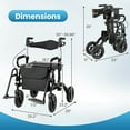 thumbnail image 3 of Goplus 2-in-1 Rollator Walker for Seniors with Seat 9" Pneumatic Tires for All Terrain Black, 3 of 10