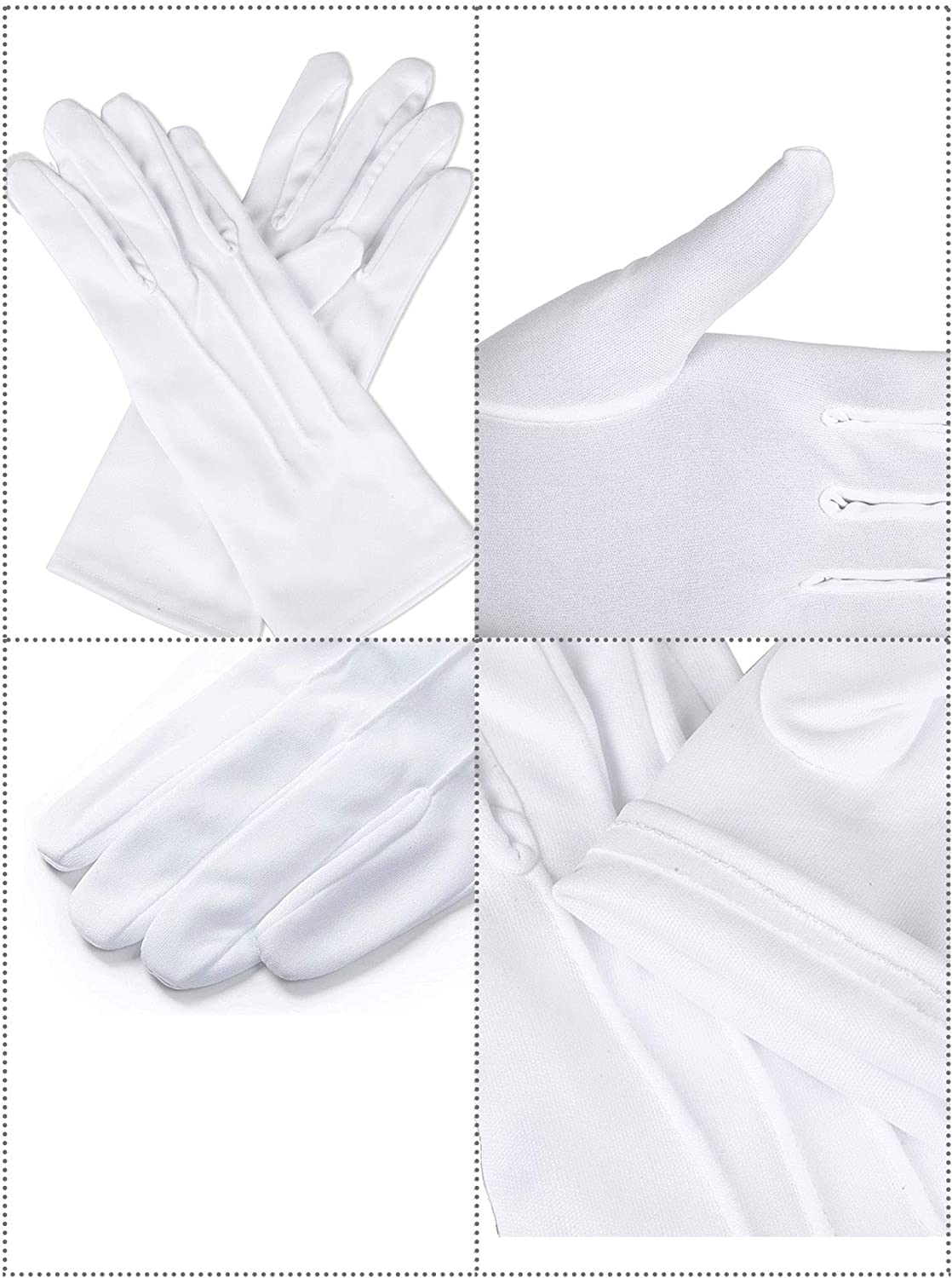 12 Pairs Uniform Gloves Spandex White Dress Gloves for Parade Formal Guard Costume