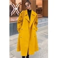 thumbnail image 5 of sicmoss Women's Yellow Double Breasted Wool Pea Coat Notch Lapel Midi Winter, 5 of 6