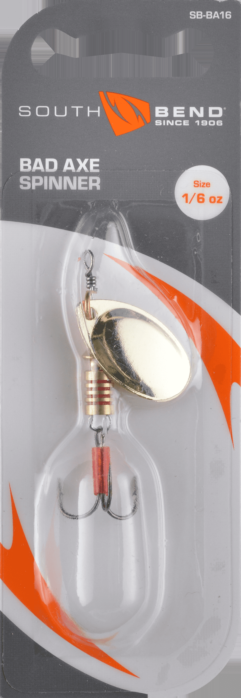 South Bend Bad Axe Spinner Lure, Gold, Size 2, 1/6 oz., Spinnerbaits