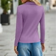 thumbnail image 3 of Women's Long Sleeve Polo Shirt Classic Button Down Collar Golf Top for Casual & Work Light Purple S, 3 of 4