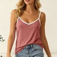 thumbnail image 4 of jobturf Womens Plus Size Pajama Tops V Neck Spaghetti Strap Tank Top Casual Loose Fit Sleep Shirts Soft Color&nbsp;Block Camisole L-6XL, 4 of 6