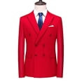 thumbnail image 1 of Traje de dos botones de doble hilera de color liso ajustado de talla grande para hombre de otoño Traje ajustado de estilo coreano para hombre, 1 of 5