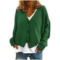 thumbnail image 2 of ZHOGXU Women'S Knit Cardigan V Neck Long Sleeve Solid Color Buttons Slim Fit Comfortable Fashion Sweater Coat For Casual Daily Wear Army Green L, 2 of 2