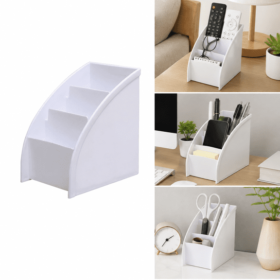 Liujiale Remote Control Holder Desk Organizer Pen Table Storage Caddy Box Desk Caddy Organizer for Home, Office White