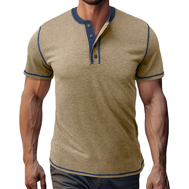 pstuiky Camisas casuales de manga corta para hombre, Camiseta de manga corta con cuello en V para hombre, informal, holgada y ventilada camisas casuales para hombre xxl