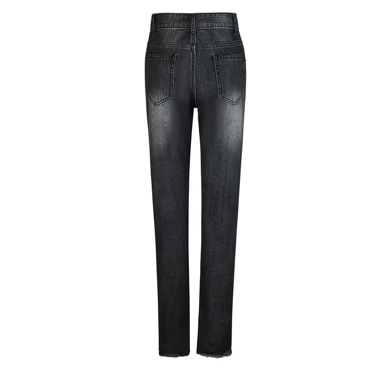 Aayomet Women Jeans Jeggings for Women High Waist Stretchy Jeans Slim Fit Leg Pull on Jean with Pockets Soft Breathable Cotton Blend Black S