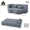 thumbnail image 5 of 2-in-1 Convertible Sofa Bed, Full Size Folding Loveseat Couch with Soft Teddy Fabric, No Assembly Needed, Floor Sofa Mattress with 2 Pillows, Space-Saving Futon for Small Living Room, Dorm, RV,Grey, 5 of 9