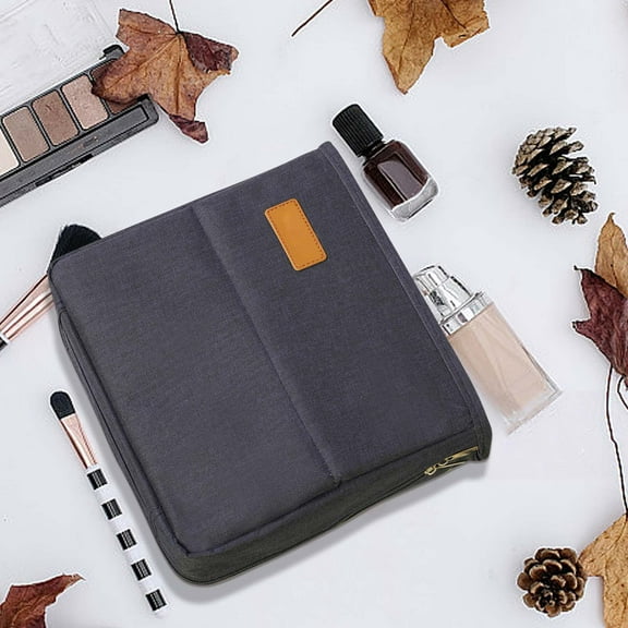 Foqnuq Portable Standing Makeup Bag Large Capacity with Smart Partitioning for Travel and Daily Use, Lightweight Zipper Closure for Easy Carrying