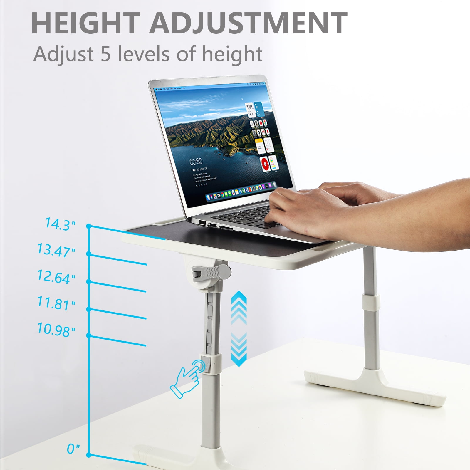 PHANCIR Height & Angle Adjustable Lap Desk, Laptop Stand Bed Tray, Foldable Laptop Desk for Couch Sofa Floor, Black