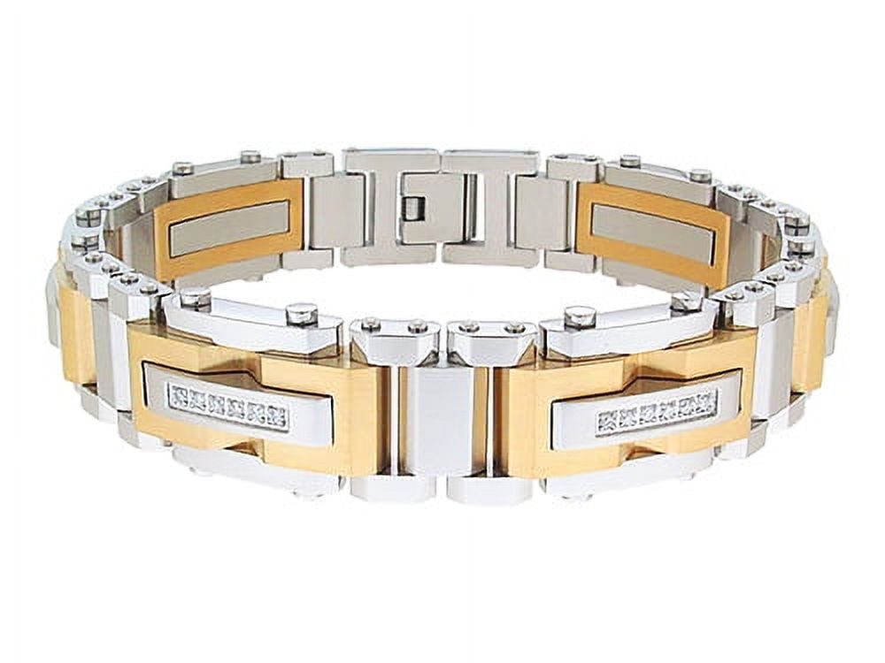 Mens 3/8 ctw Lab-Grown Diamond Two-Tone Stainless Steel Link Bracelet