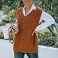 thumbnail image 2 of Pull en Tricot pour Femmes Gilets Femmes Crop Pull V Cou Sans Manches JK Uniforme Tricot Tops, 2 of 7