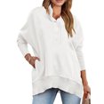 thumbnail image 1 of Oucaili Sudadera para mujer con tapeta, manga larga, suelta, color liso, camisa, 1 of 2