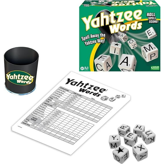 Winning Moves Games Yahtzee Words USA, Family Word Game Version of Yahtzee for 2 or More Players, Ages 8