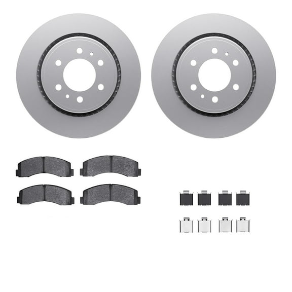 Dynamic Friction Company Front Geospec Brake Rotors with Heavy Duty Brake Pads includes Hardware 4212-99196