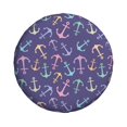 thumbnail image 3 of Spare Tire Cover, Colorful anchor purple cute Wheel Cover Tire Covers for Trailers Car Truck Camper Universal Tire Covering Fits Diameter 16 inch, 3 of 7