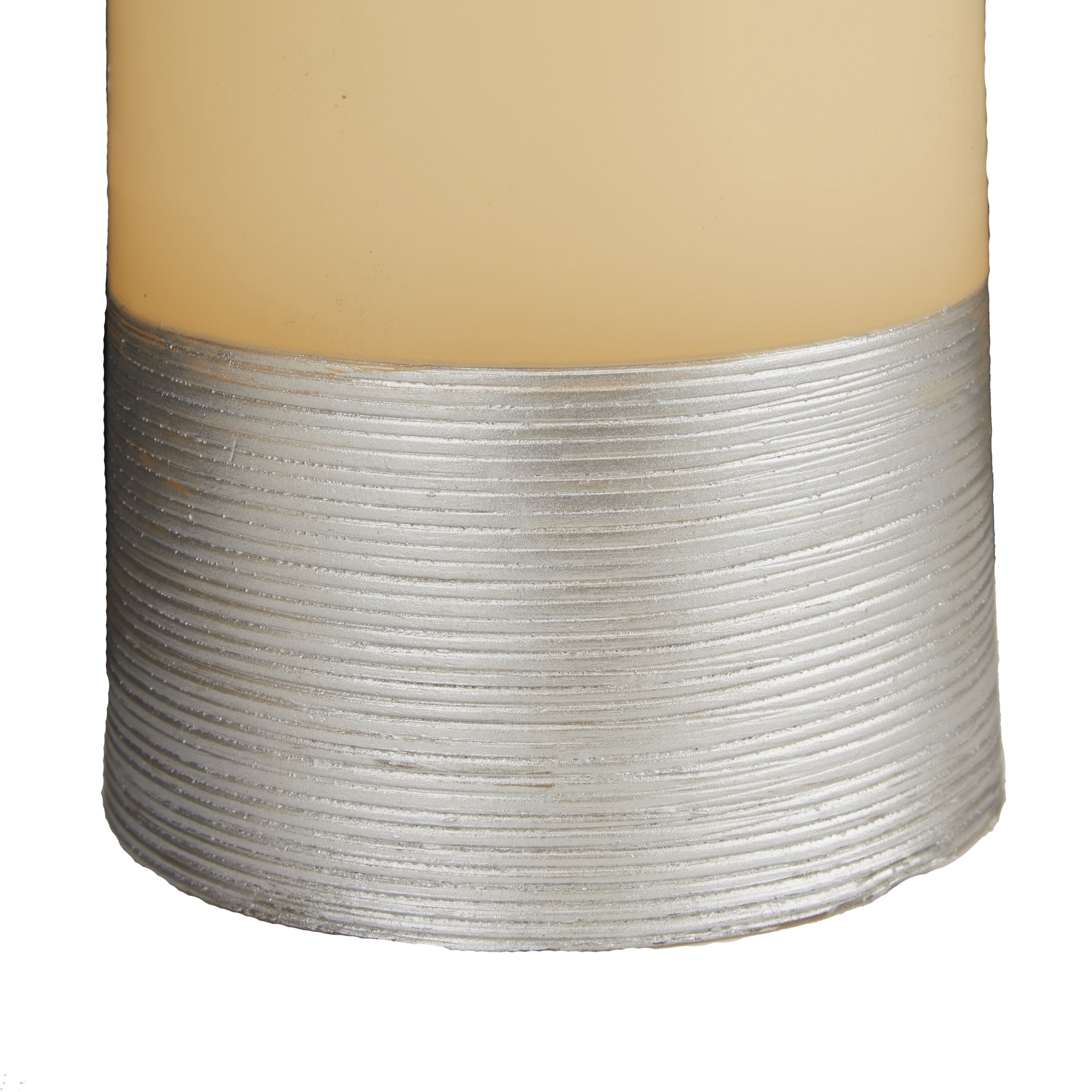 DecMode 8", 7", 6"H Silver Base Unscented Wax  Flameless Candle with Remote Control (Set of 3)