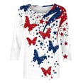 thumbnail image 4 of Yghzkop 3/4 Sleeve Tops for Women 4th of July Independence Day T-Shirts Patriotic Shirts Summer Round Neck Trendy Print Shirt Stars Stripes Graphic Tunic Tees Blouse, 4 of 5