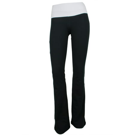 SNJ - Women's Popular Basics Cotton Yoga Pants With Fold Down Waist ...