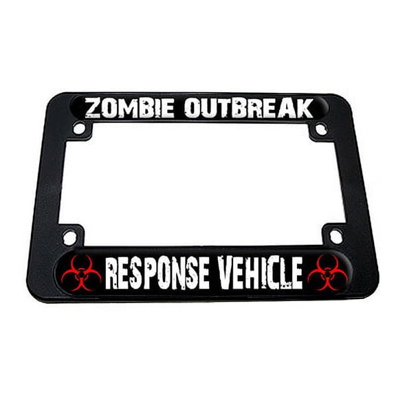Zombie Outbreak Response Vehicle - Red Biohazard Motorcycle License Plate Frame