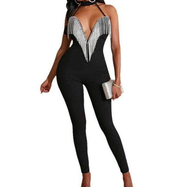 Diconna Women Jumpsuit Romper Bodycon Playsuit Clubwear Long Party US