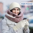 thumbnail image 6 of 2 Sets Winter Hats Gloves for Women Knit Beanie Slouchy Women Winter Brim Hat Women Touchscreen Glove Winter Beanie with Brim, 6 of 7