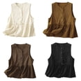 thumbnail image 3 of DuoJiaJ Vest Outerwear for Women, Round Neck Ruffled Edge Loose Fit Black L, 3 of 6