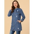 thumbnail image 3 of INSPIRE CHIC Veste en Denim Décontractée pour Femme, Usée, à Manches Longues, Déchirée, Bleu Pâle, L, 3 of 4