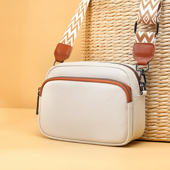 Women's Leather Crossbody Bag Women's Small Shoulder Bag Adjustable Wide Shoulder Strap Camera Handbag