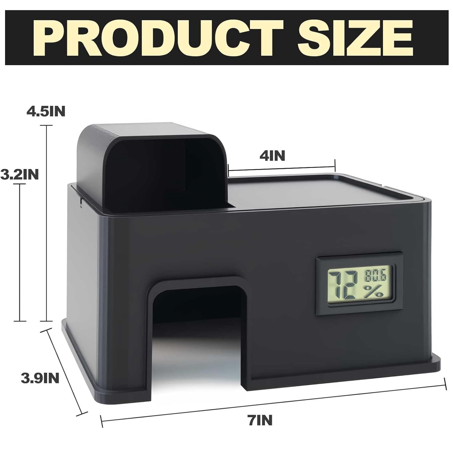 Reptile Humid Hideout with a Humidification Groove Equipped with a Temperature and Humidity Dish For Lizards,Corn Snake,Leopard Gecko