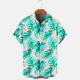 thumbnail image 4 of safuny Men's Loose Comfy Shirts with Pocket Holiday Dinosaur Print Tees Fashion Summer Short Sleeve Shirts Lapel Pullover Hawaiian Beach Button Clothing Green XXXL, 4 of 5