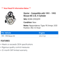 thumbnail image 2 of Starter - Compatible with 1991 - 1993 Nissan NX 2.0L 4-Cylinder 1992, 2 of 2