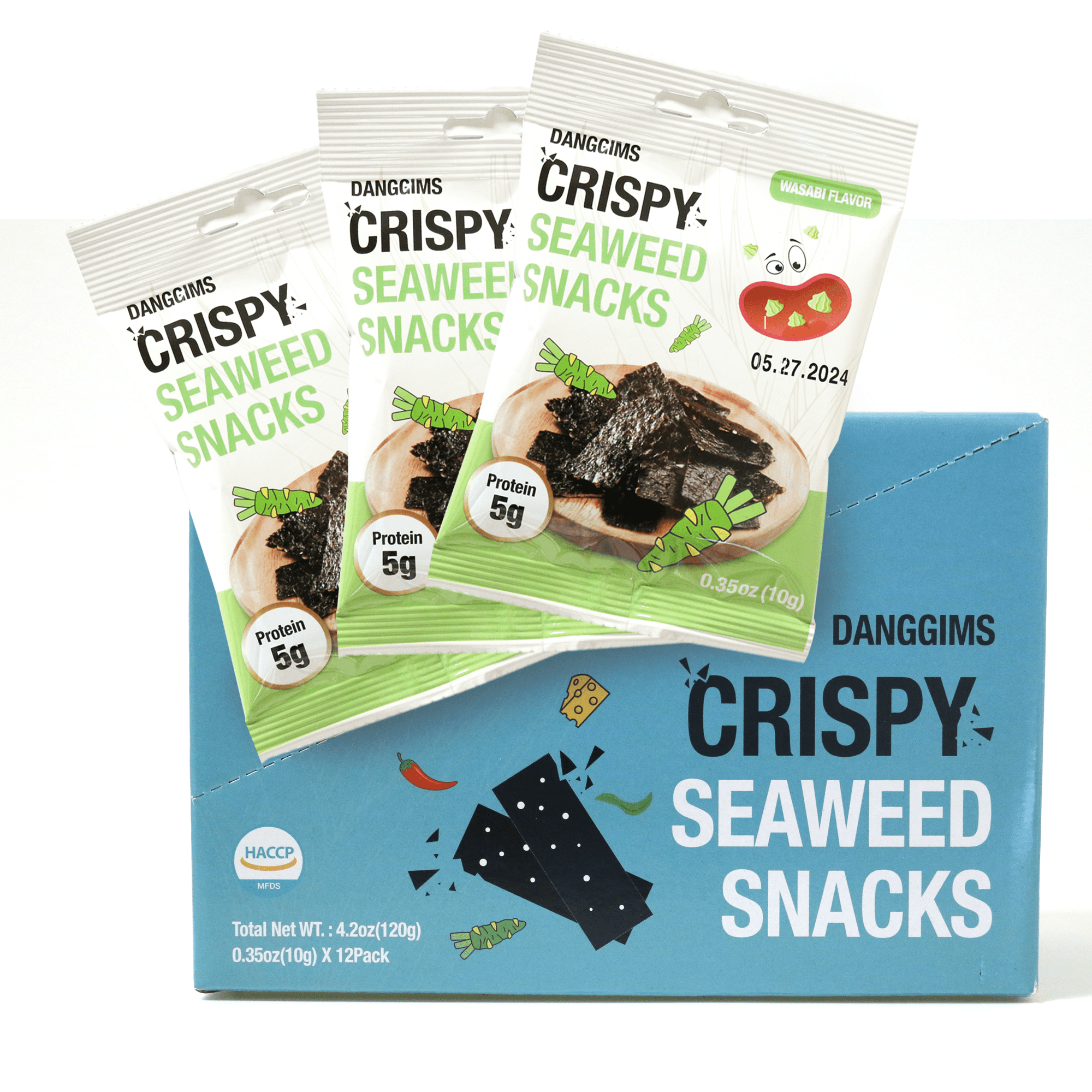 Pack of 12, Danggims Crispy Roasted Korean Seaweed Snack, Low Calorie