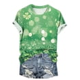 thumbnail image 2 of Meichang T-Shirts St Patrick's Day pour Femmes Imprimé Trèfle Col Rond Vert Manches Courtes T-Shirts Décontractés Joyeux St Patricks Day Tops, 2 of 5