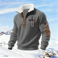 thumbnail image 2 of Christian Hoodies for Men,Quarter Zip Sweatshirt Men Cross Faith Pullover Lined Quarter Zip Stand Collar Golf Sweaters, 2 of 4